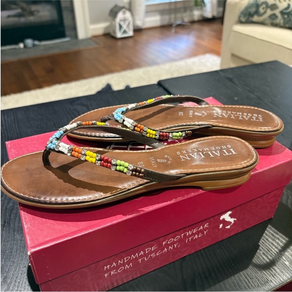 Italian Shoemakers Colorful Beaded Sandals